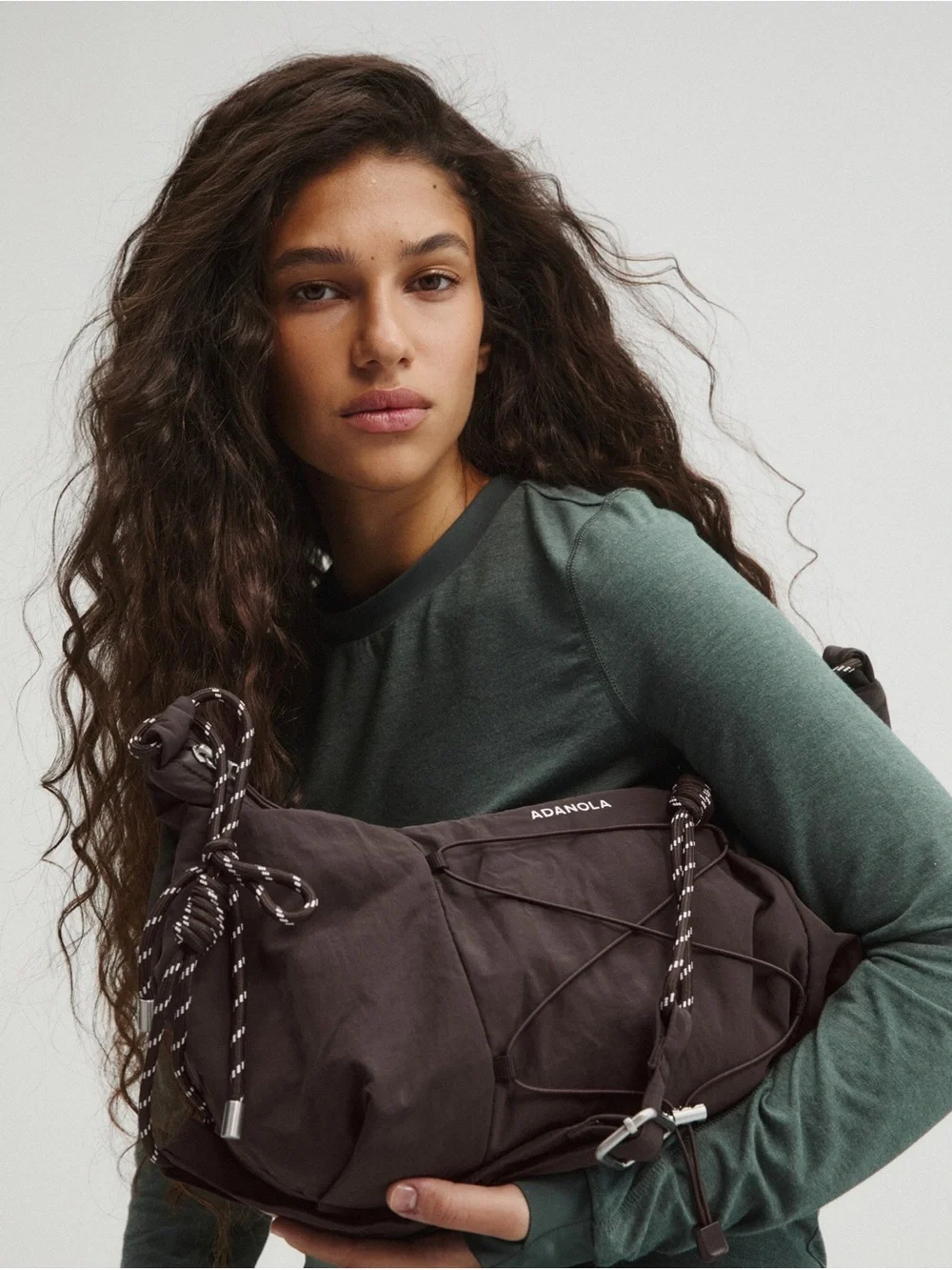 Adanola Black Drawcord Shoulder Bag - Picture 3 of 6